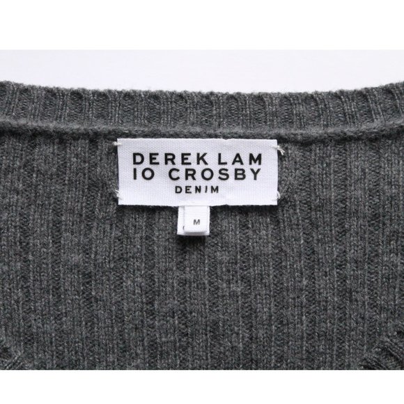 Derek Lam 10 Crosby Tie Sleeve Sweater / Meduim / Dark Grey V-Neck Wool Revolve - Picture 7 of 12